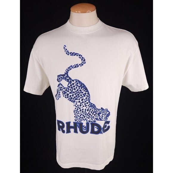 Rhude Leopard T-Shirt XS Mens Vintage White Cotton Tee NWT - Picture 2 of 16